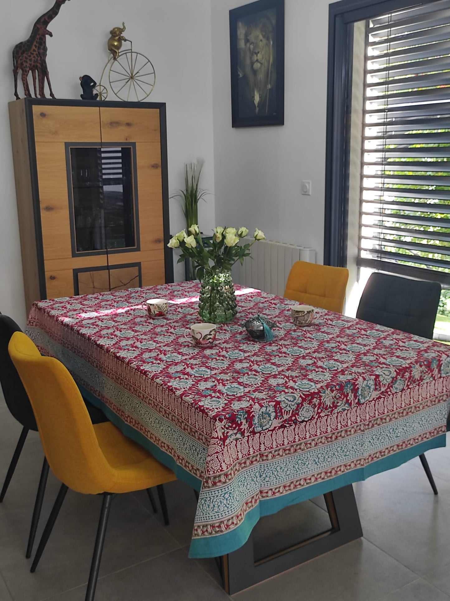Nappe Coton Block print - 160x230 cms