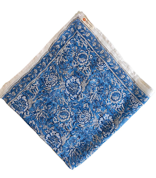 Carré foulard voile de coton Block Print 75 x 75 cms -NAGPUR
