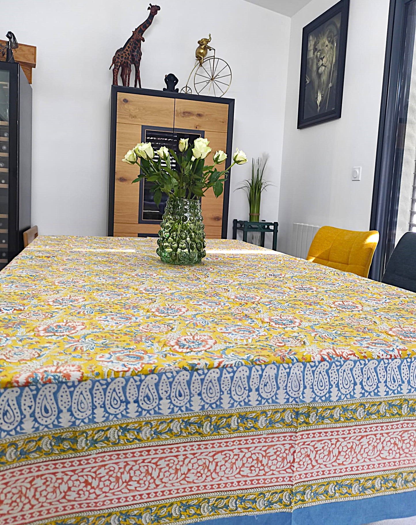 Nappe Coton Block print - 160x230 cms