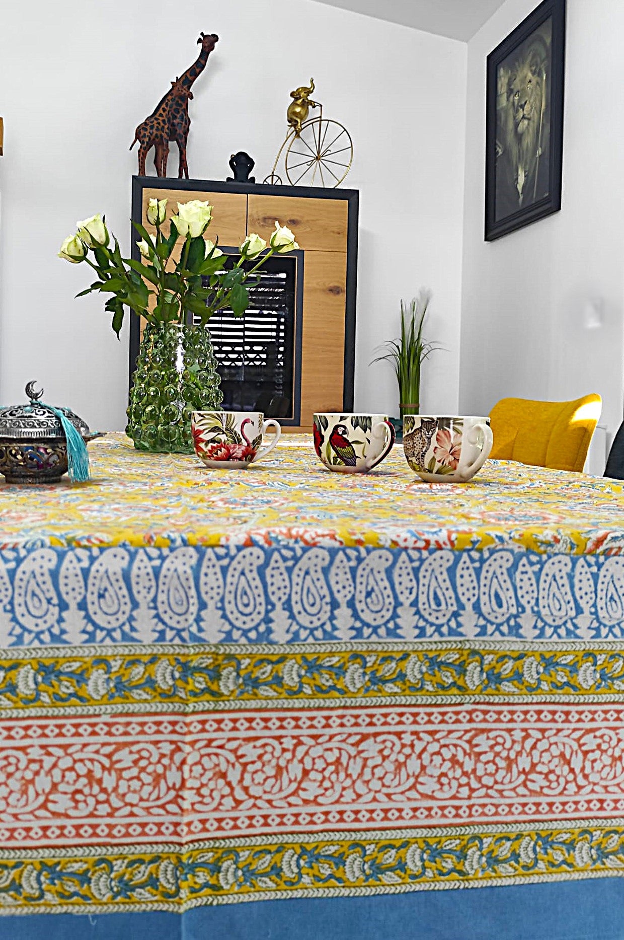 Nappe Coton Block print - 160x230 cms