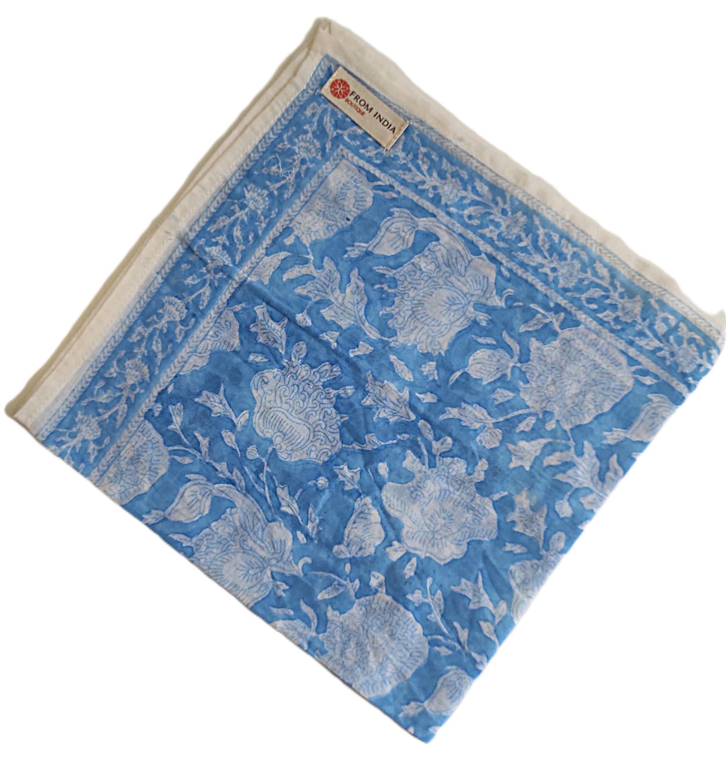 Carré foulard bandana en voile de coton – Block print Jaipur (50x50 cm) - GOA