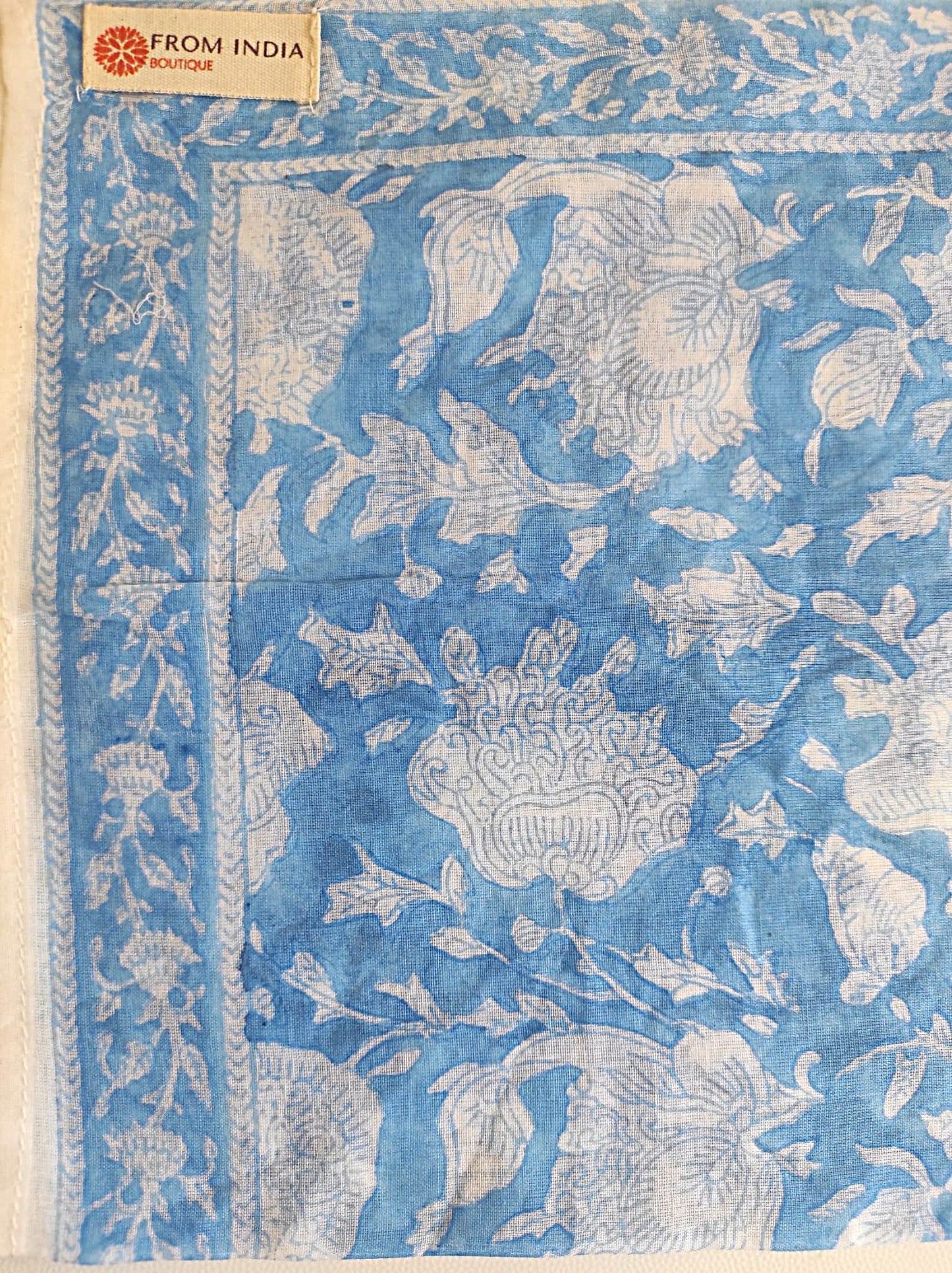 Carré foulard bandana en voile de coton – Block print Jaipur (50x50 cm) - GOA