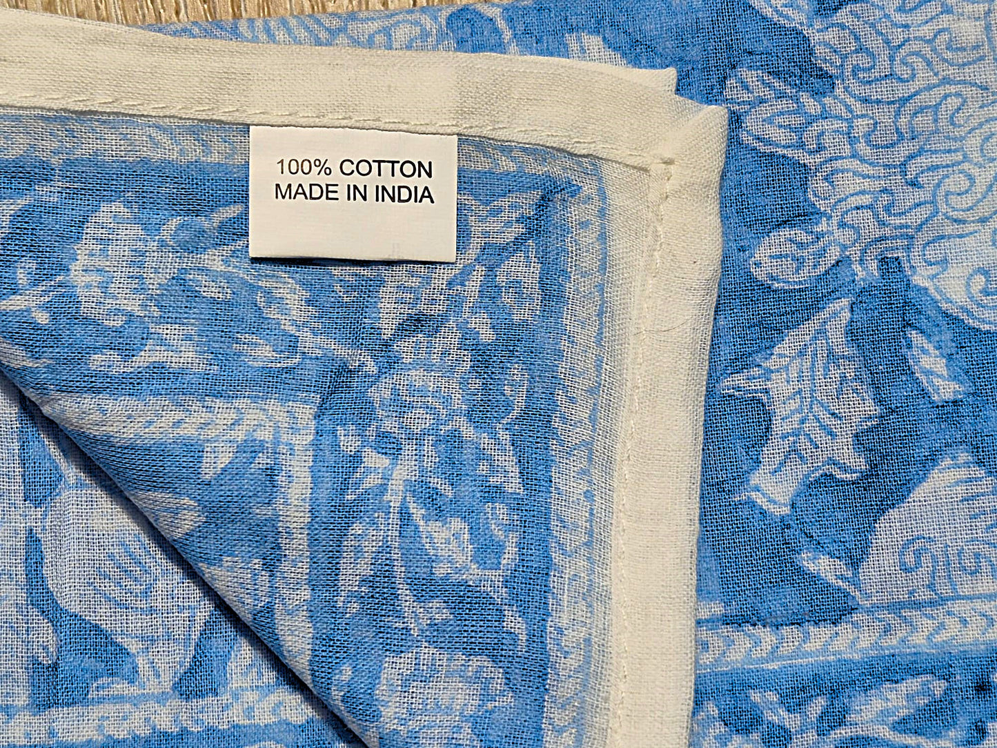 Carré foulard bandana en voile de coton – Block print Jaipur (50x50 cm) - GOA