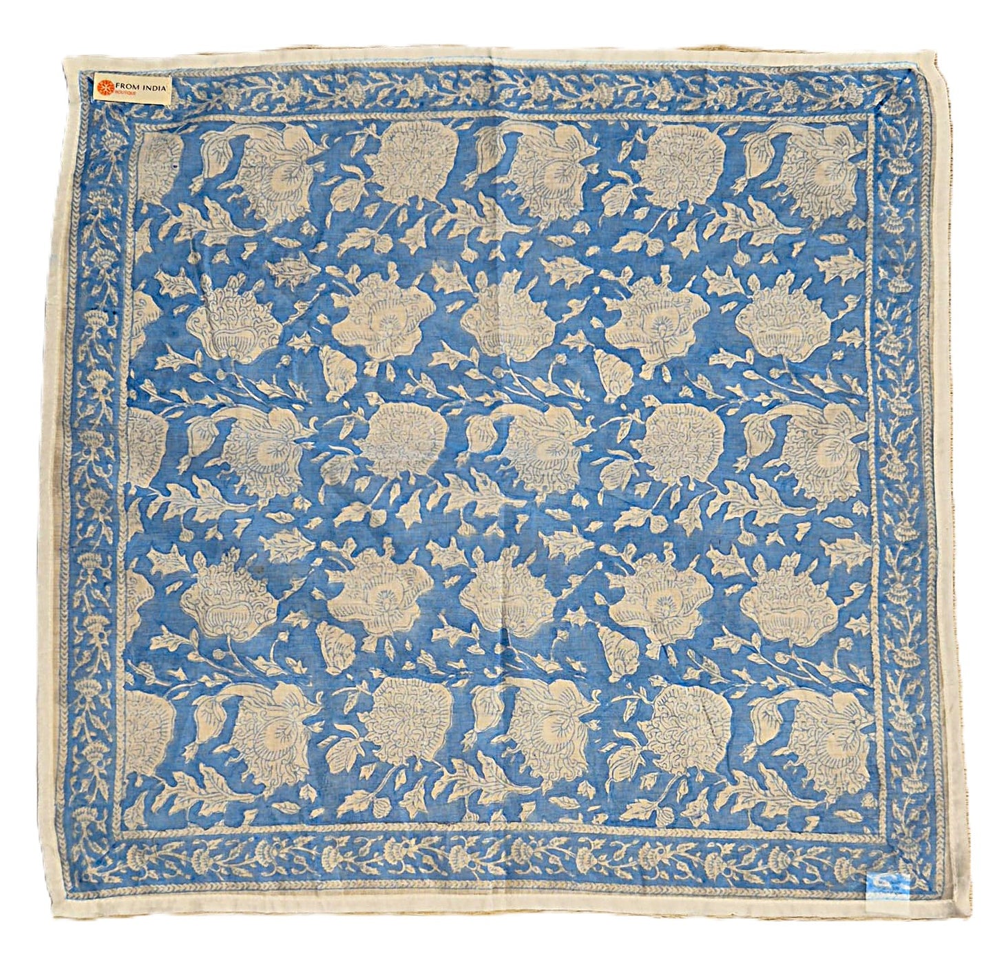 Carré foulard bandana en voile de coton – Block print Jaipur (50x50 cm) - GOA