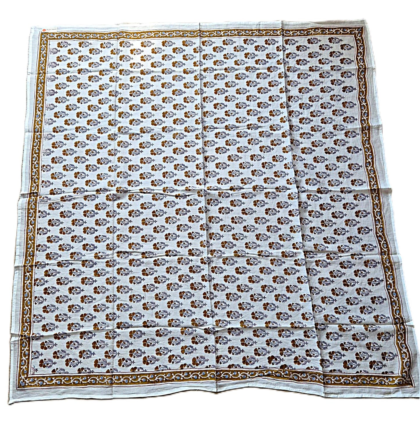 Carré foulard bandana en voile de coton – Block print Jaipur (100x 100 cms) - MADRAS