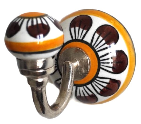Patère Ronde en Céramique – Collection Udaipur (Ø 6 cm, L 8,5 cm)