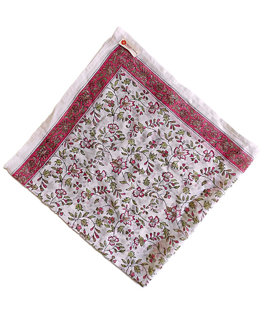 Carré foulard voile de coton Block Print 75 x 75 cms - CHENNAI