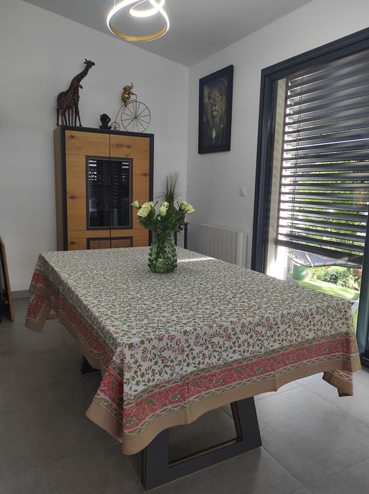 Nappe en coton Block Print 160 x 230 cms