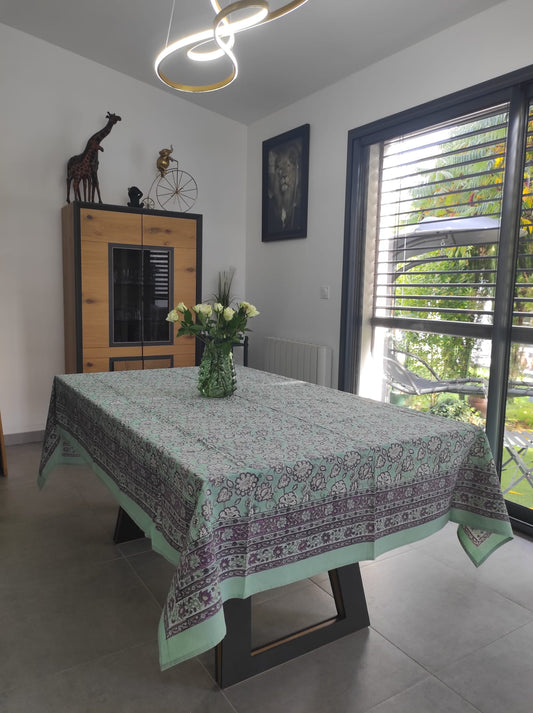 Nappe coton Block print 160 x 230 cms