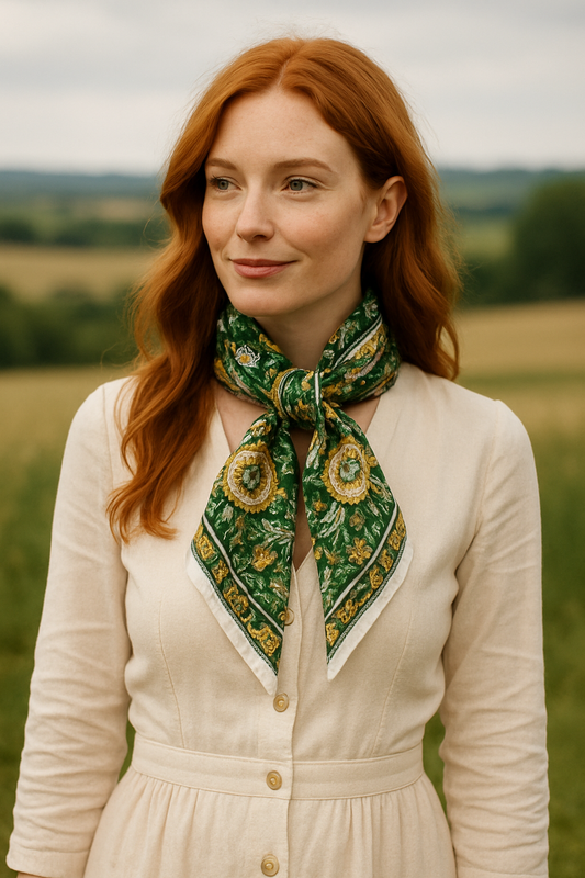 Carré foulard voile de coton Block Print 75 x 75 cms - RANCHI