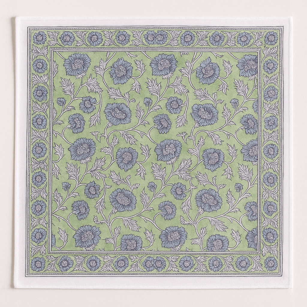 Carré foulard bandana en voile de coton – Block print Jaipur (50x50 cm) - BANGALORE