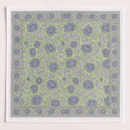 Carré foulard bandana en voile de coton – Block print Jaipur (50x50 cm) - BANGALORE