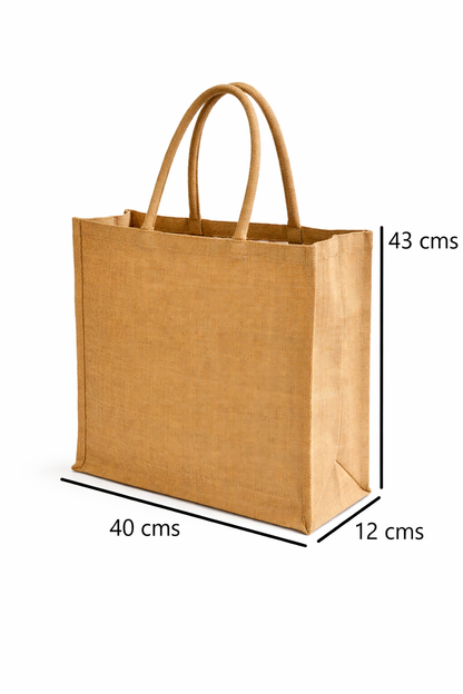 Sac en toile de jute – Fabrication artisanale à Kolkata (40 x 43 x 12 cms)