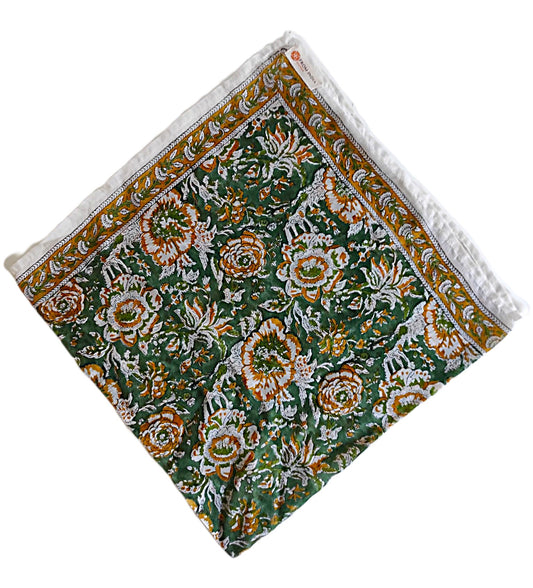 Carré foulard voile de coton Block Print 75 x 75 cms - RANCHI