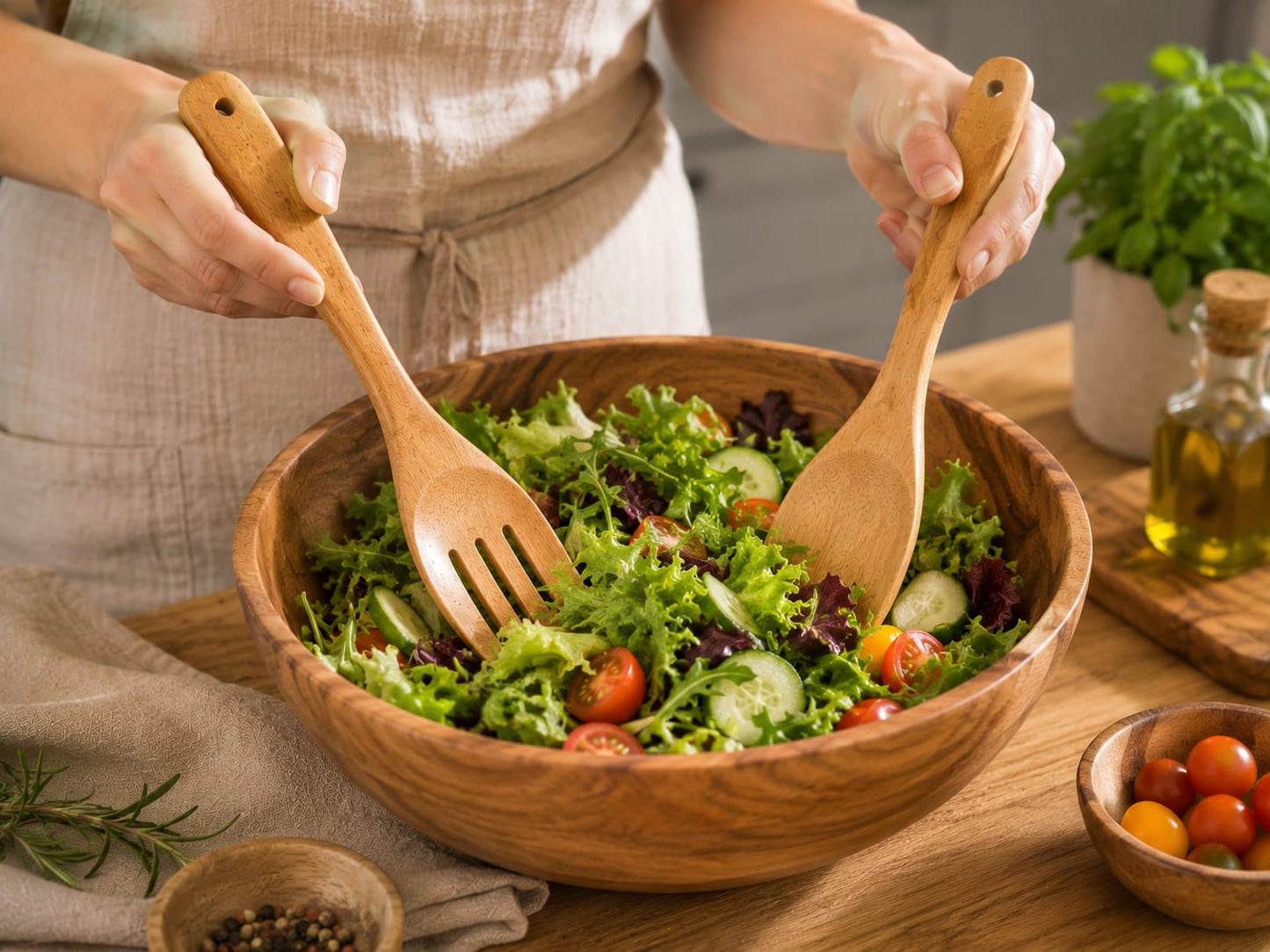 Set de cuisine artisanal en bois de neem – 6 pièces