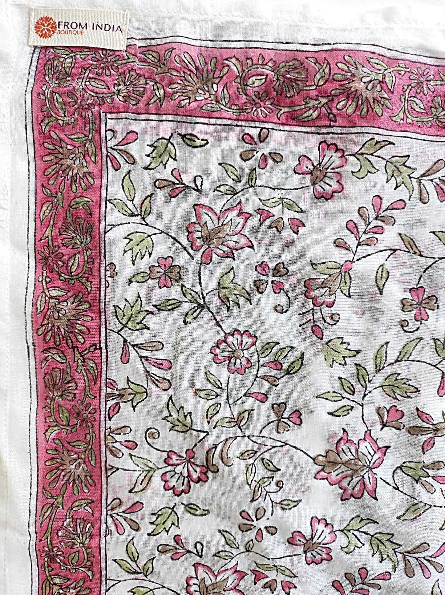 Carré foulard voile de coton Block Print 75 x 75 cms - CHENNAI