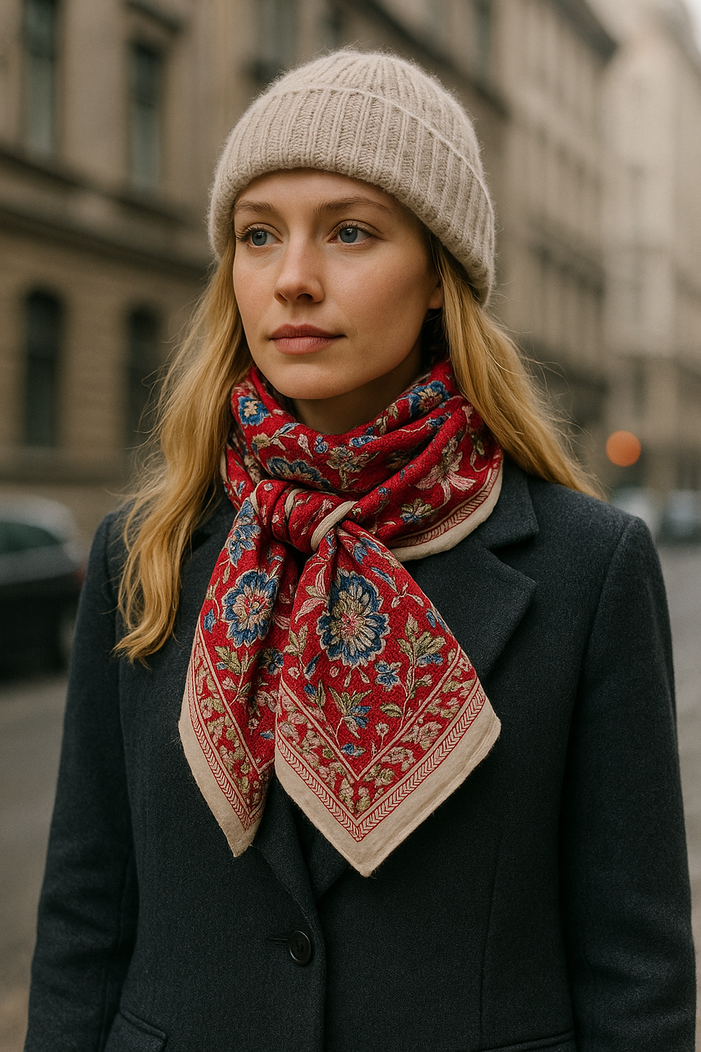 Carré foulard voile de coton Block Print 75 x 75 cms -SHIMLA