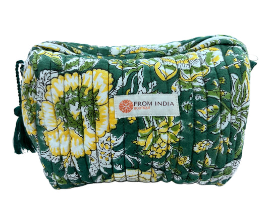 Trousse de toilette artisanale en coton Block Print – 2 tailles (S & L)