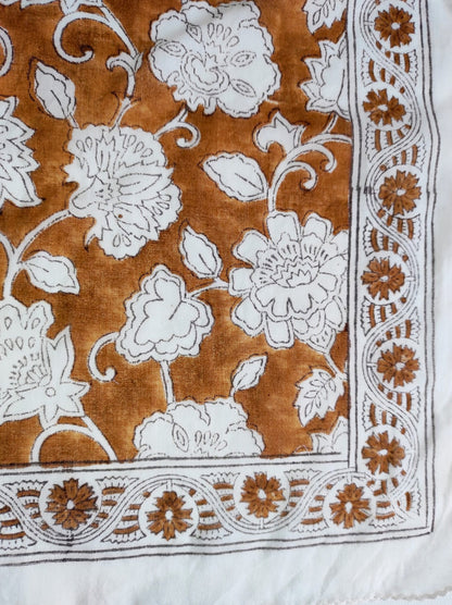 Carré foulard bandana en voile de coton – Block print Jaipur (50x50 cm)- AGRA