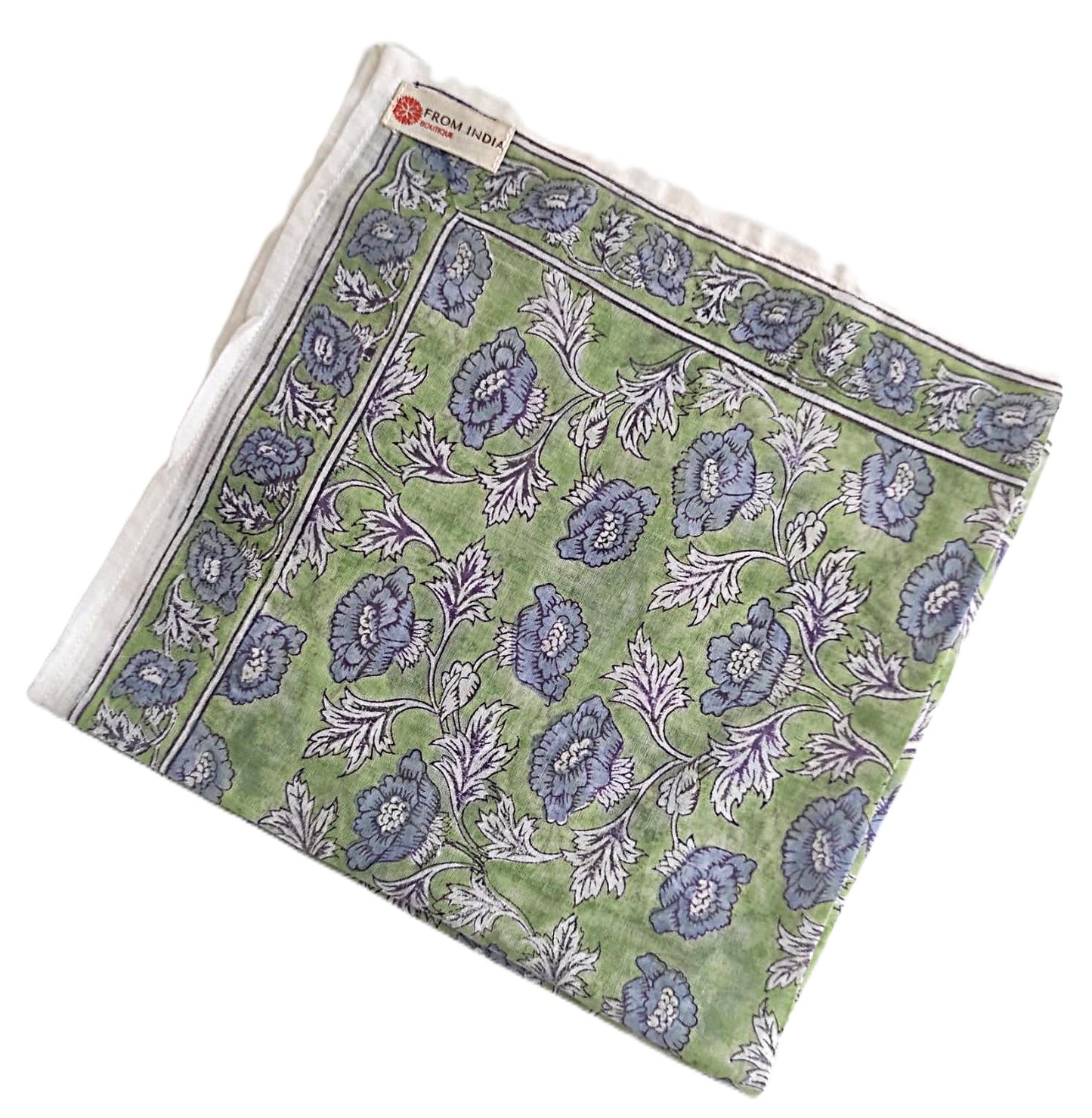 Carré foulard bandana en voile de coton – Block print Jaipur (50x50 cm) - BANGALORE