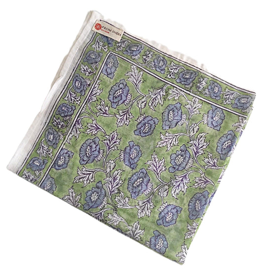 Carré foulard bandana en voile de coton – Block print Jaipur (50x50 cm) - BANGALORE