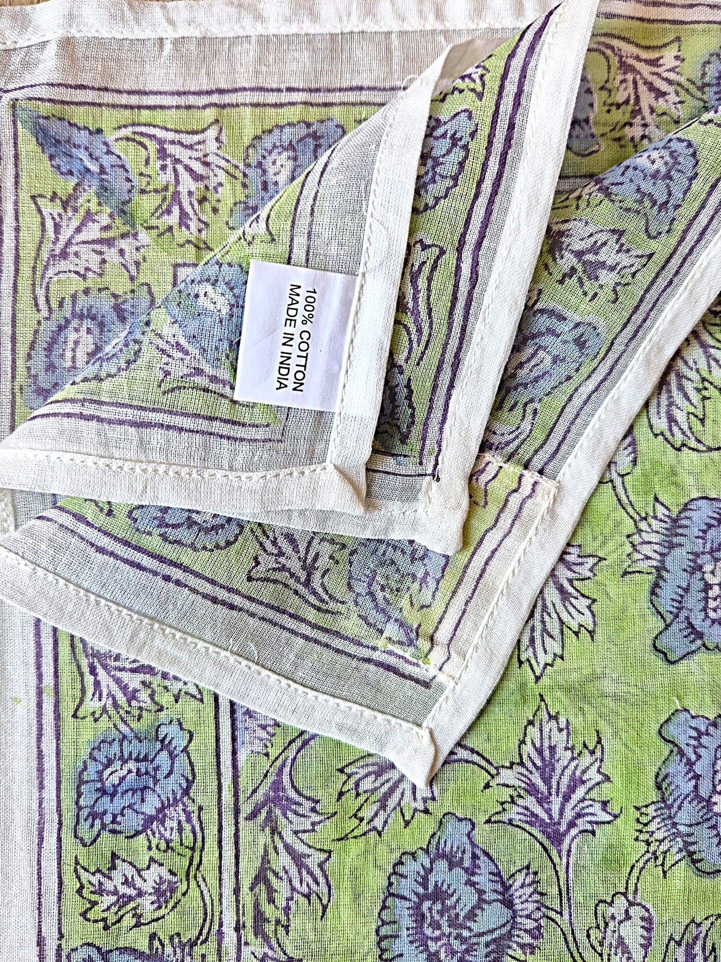 Carré foulard bandana en voile de coton – Block print Jaipur (50x50 cm) - BANGALORE
