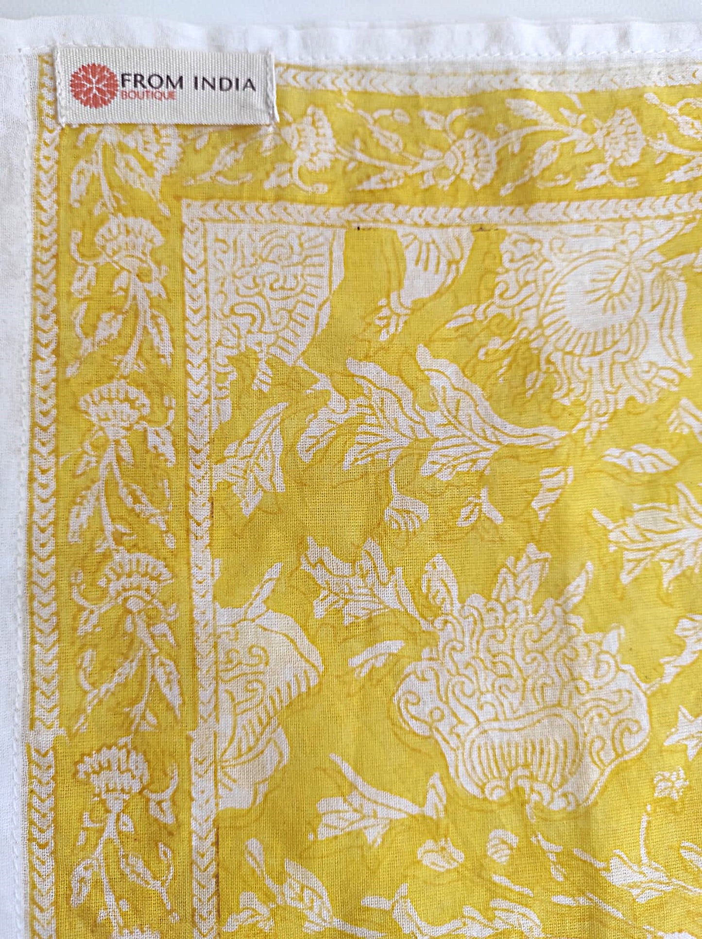 Carré foulard bandana en voile de coton – Block print Jaipur (50x50 cm) - COCHIN