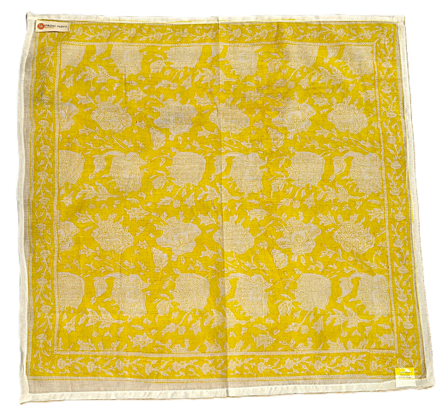Carré foulard bandana en voile de coton – Block print Jaipur (50x50 cm) - COCHIN