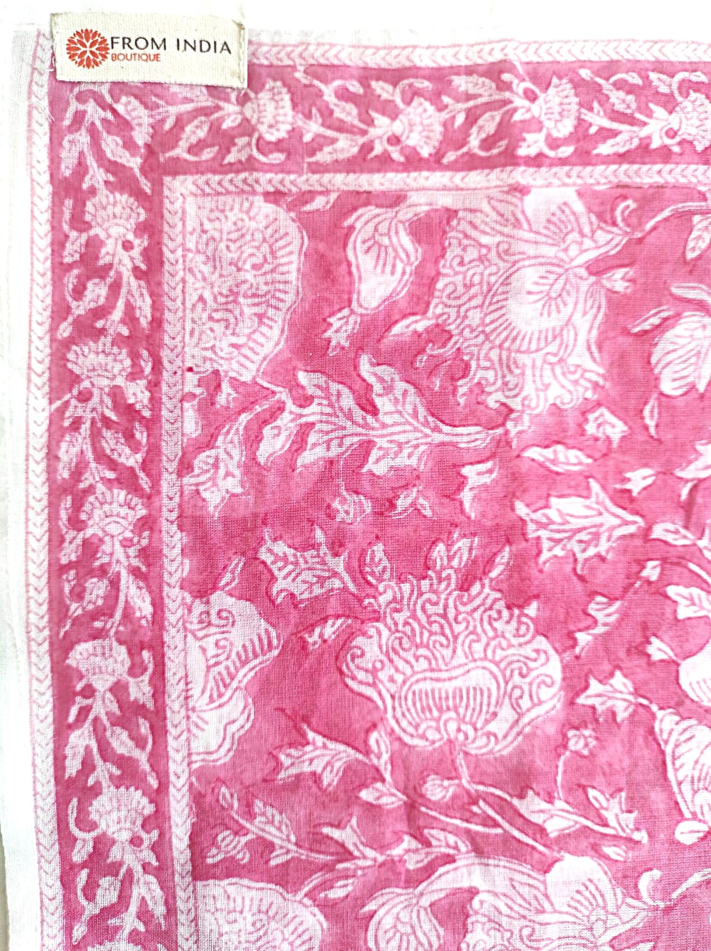 Carré foulard bandana en voile de coton – Block print Jaipur (50x50 cm) - DELHI
