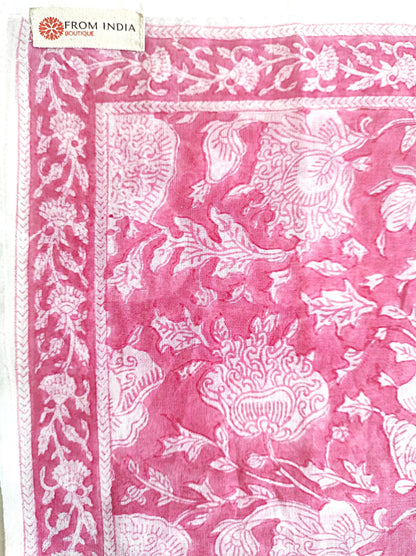 Carré foulard bandana en voile de coton – Block print Jaipur (50x50 cm) - DELHI