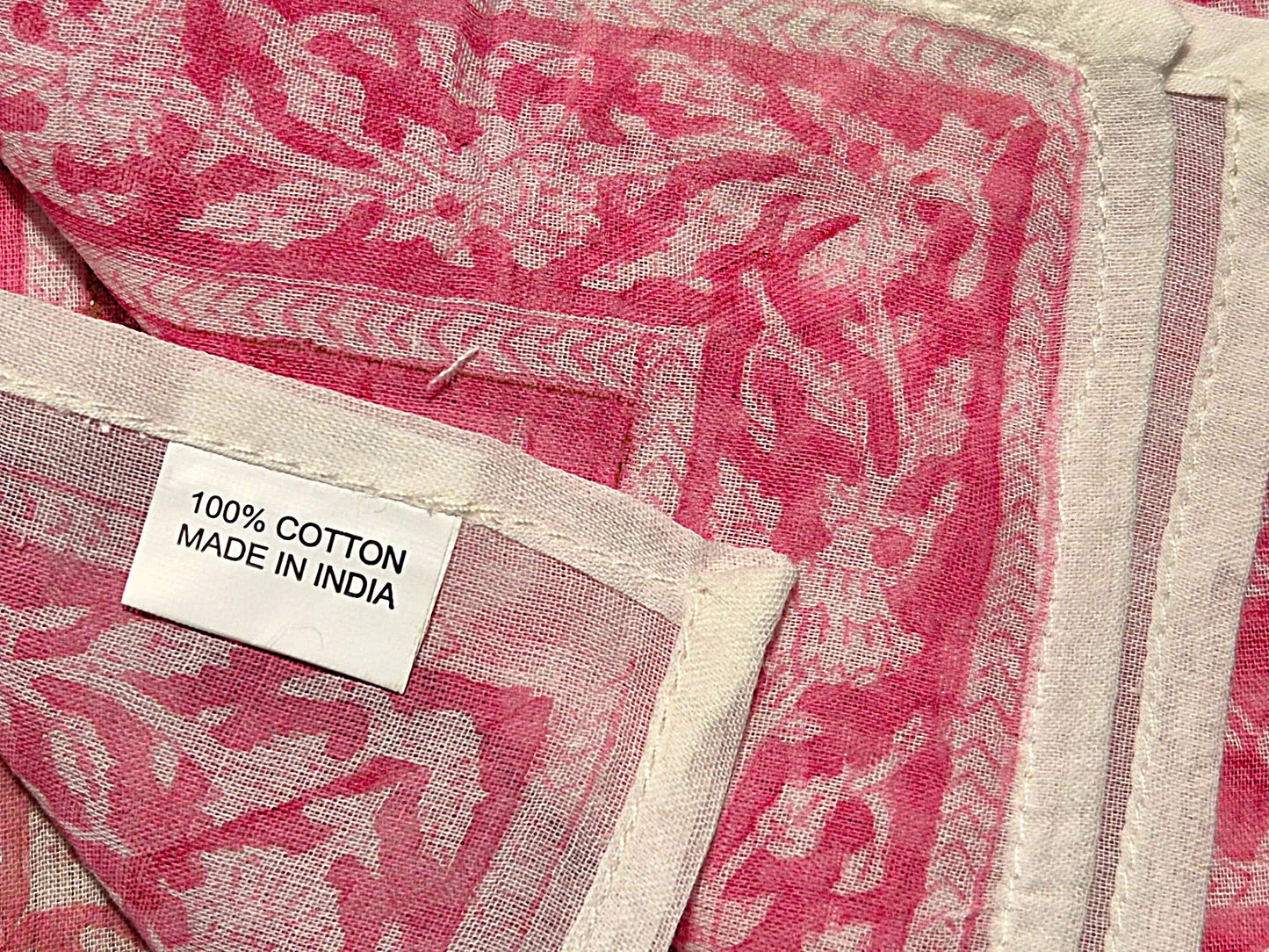 Carré foulard bandana en voile de coton – Block print Jaipur (50x50 cm) - DELHI