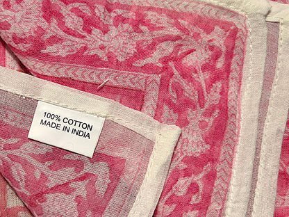 Carré foulard bandana en voile de coton – Block print Jaipur (50x50 cm) - DELHI