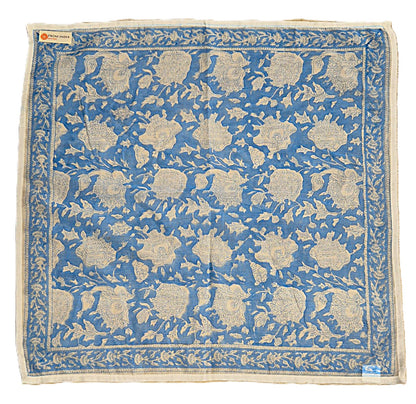 Carré foulard bandana en voile de coton – Block print Jaipur (50x50 cm) - GOA