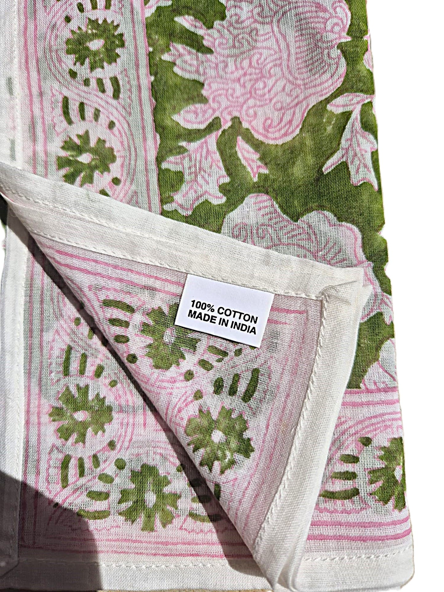 Carré foulard bandana en voile de coton – Block print Jaipur (50x50 cm) - JAIPUR