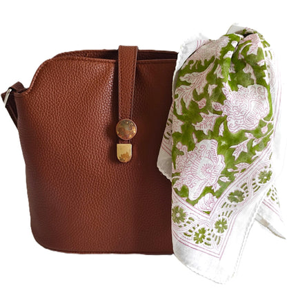 Carré foulard bandana en voile de coton – Block print Jaipur (50x50 cm) - JAIPUR