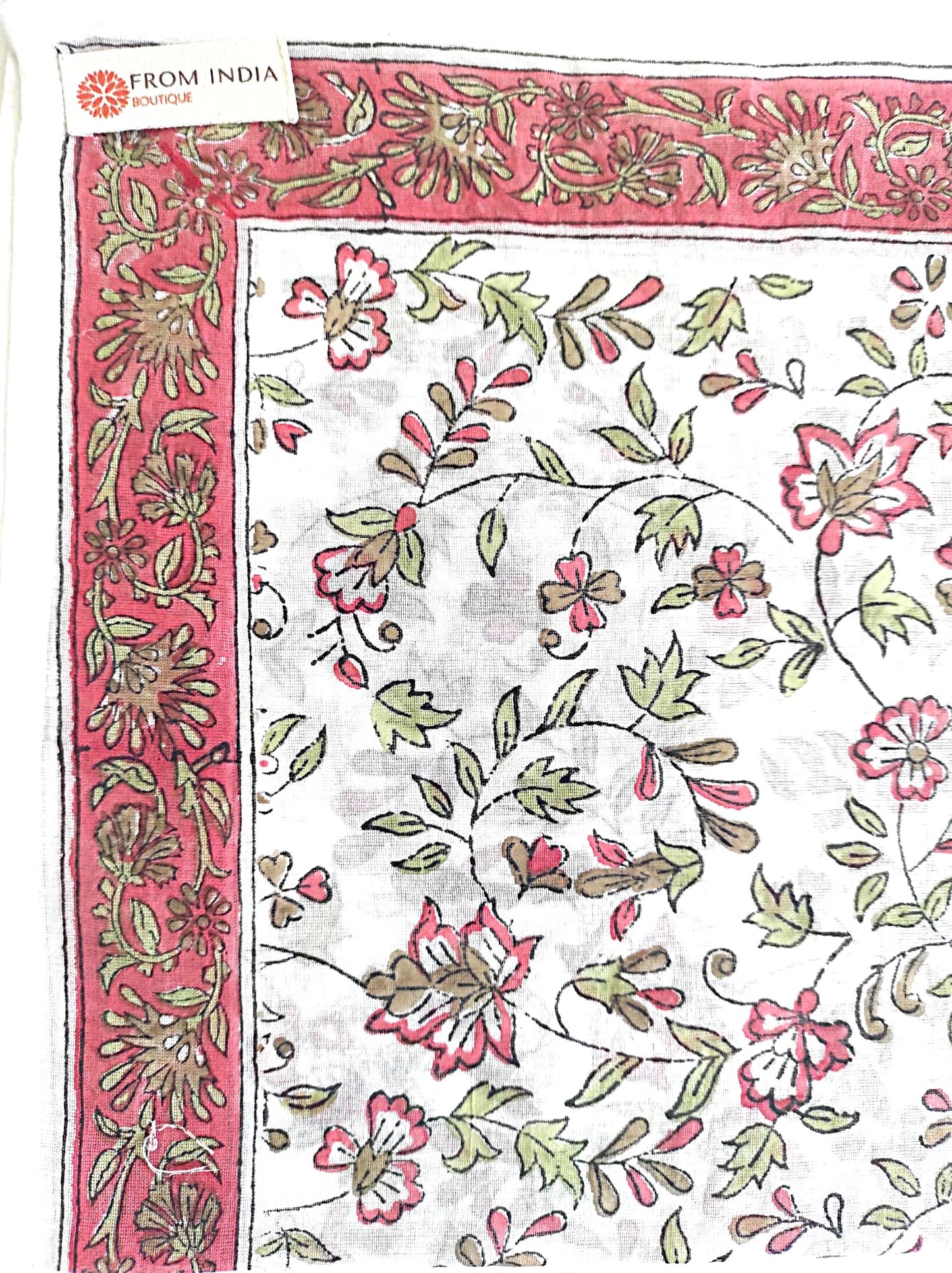 Carré foulard bandana en voile de coton – Block print Jaipur (50x50 cm)- KOLKATA
