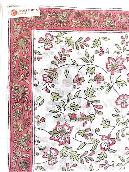 Carré foulard bandana en voile de coton – Block print Jaipur (50x50 cm)- KOLKATA