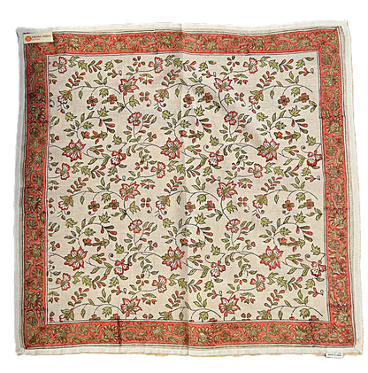 Carré foulard bandana en voile de coton – Block print Jaipur (50x50 cm)- KOLKATA