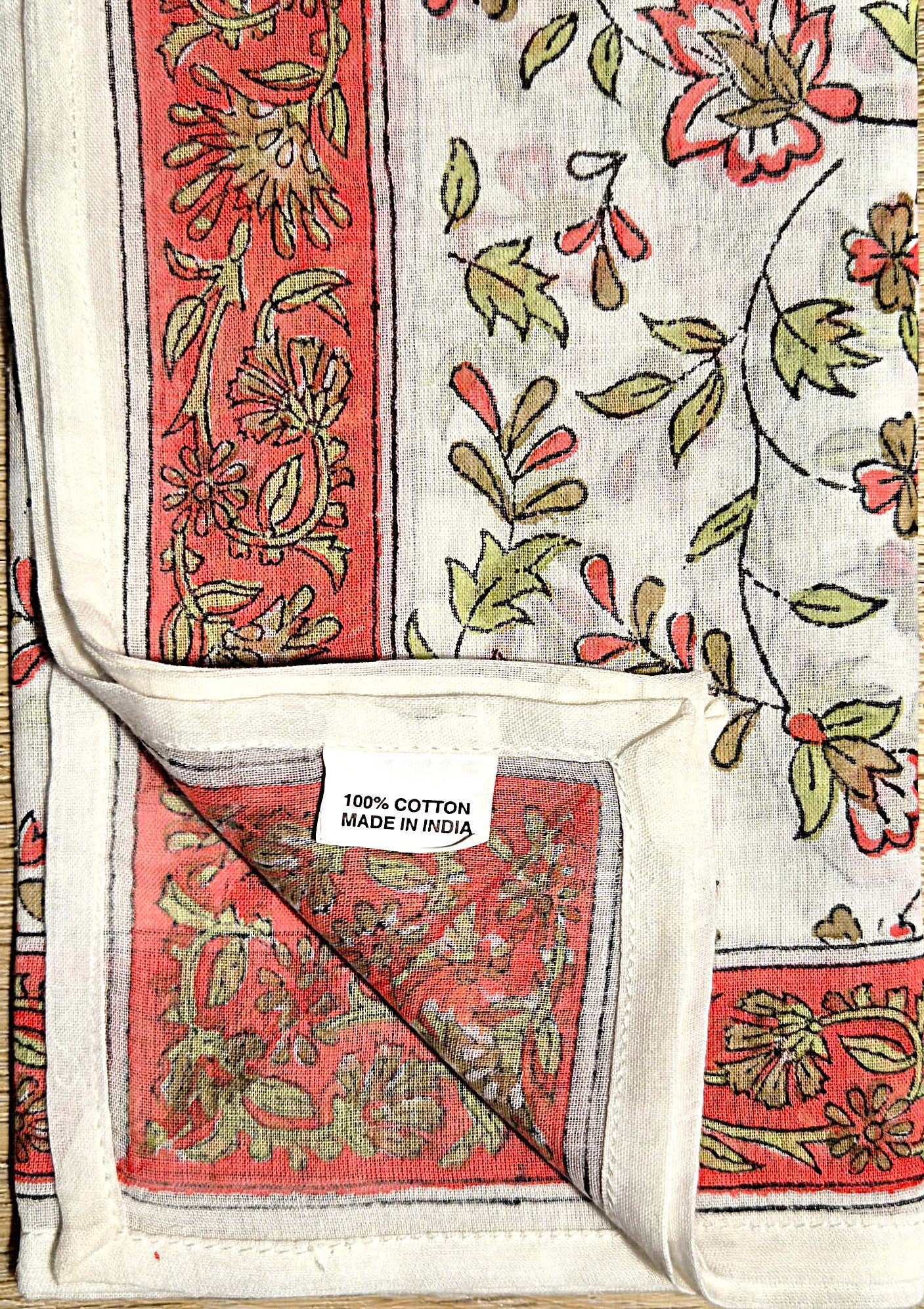 Carré foulard bandana en voile de coton – Block print Jaipur (50x50 cm)- KOLKATA