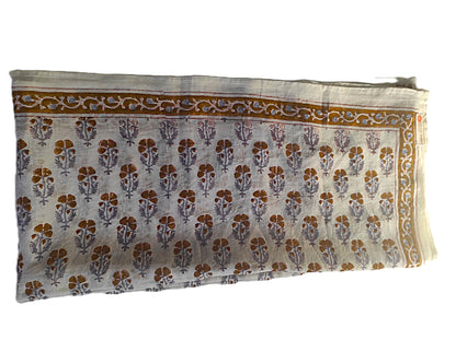 Carré foulard bandana en voile de coton – Block print Jaipur (100x 100 cms) - MADRAS