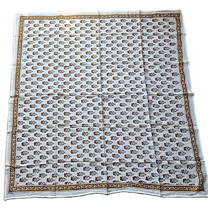 Carré foulard bandana en voile de coton – Block print Jaipur (100x 100 cms) - MADRAS