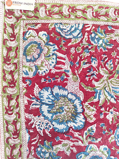 Carré foulard bandana en voile de coton – Block print Jaipur (50x50 cm)- MANGALORE