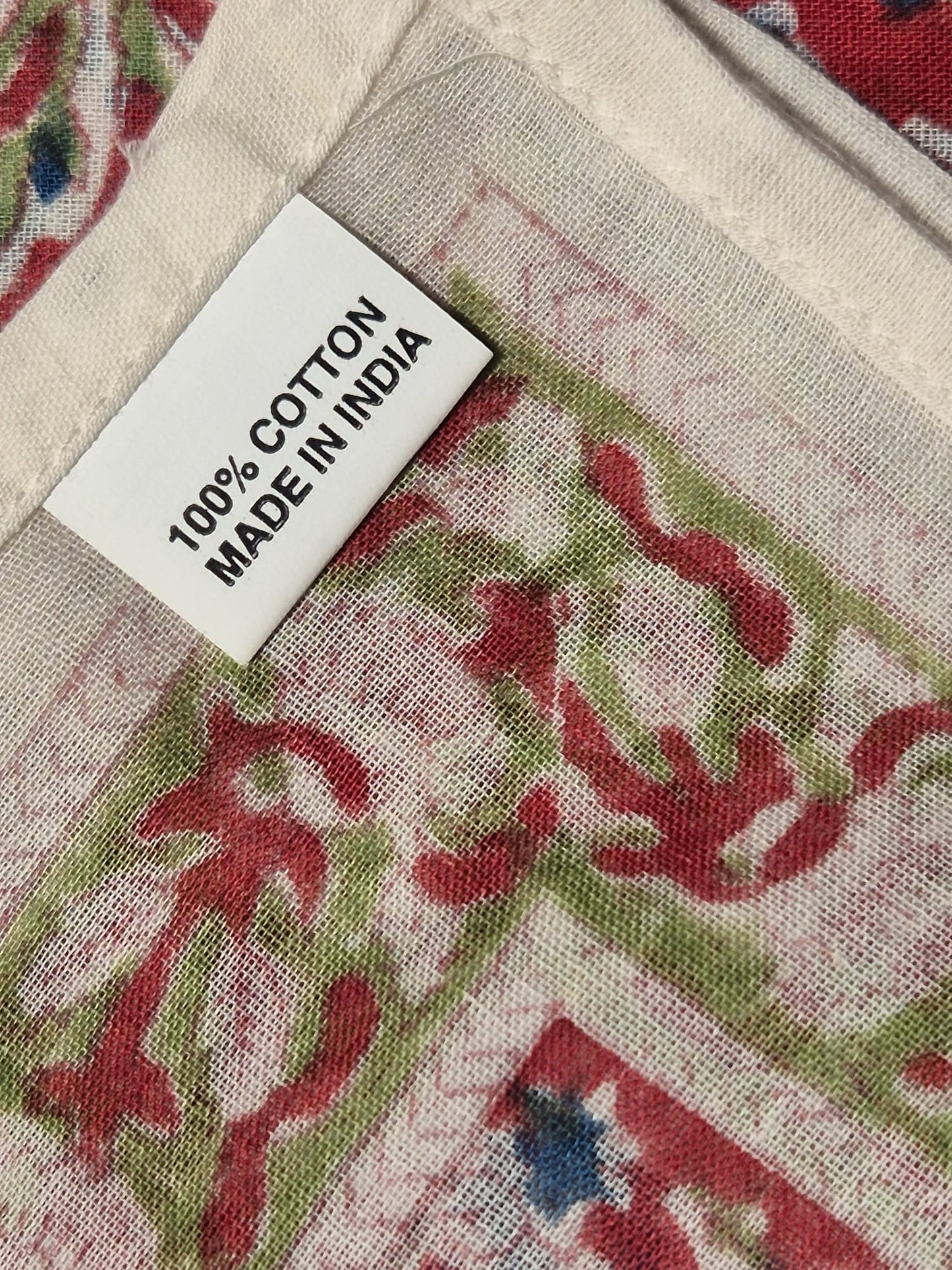 Carré foulard bandana en voile de coton – Block print Jaipur (50x50 cm)- MANGALORE
