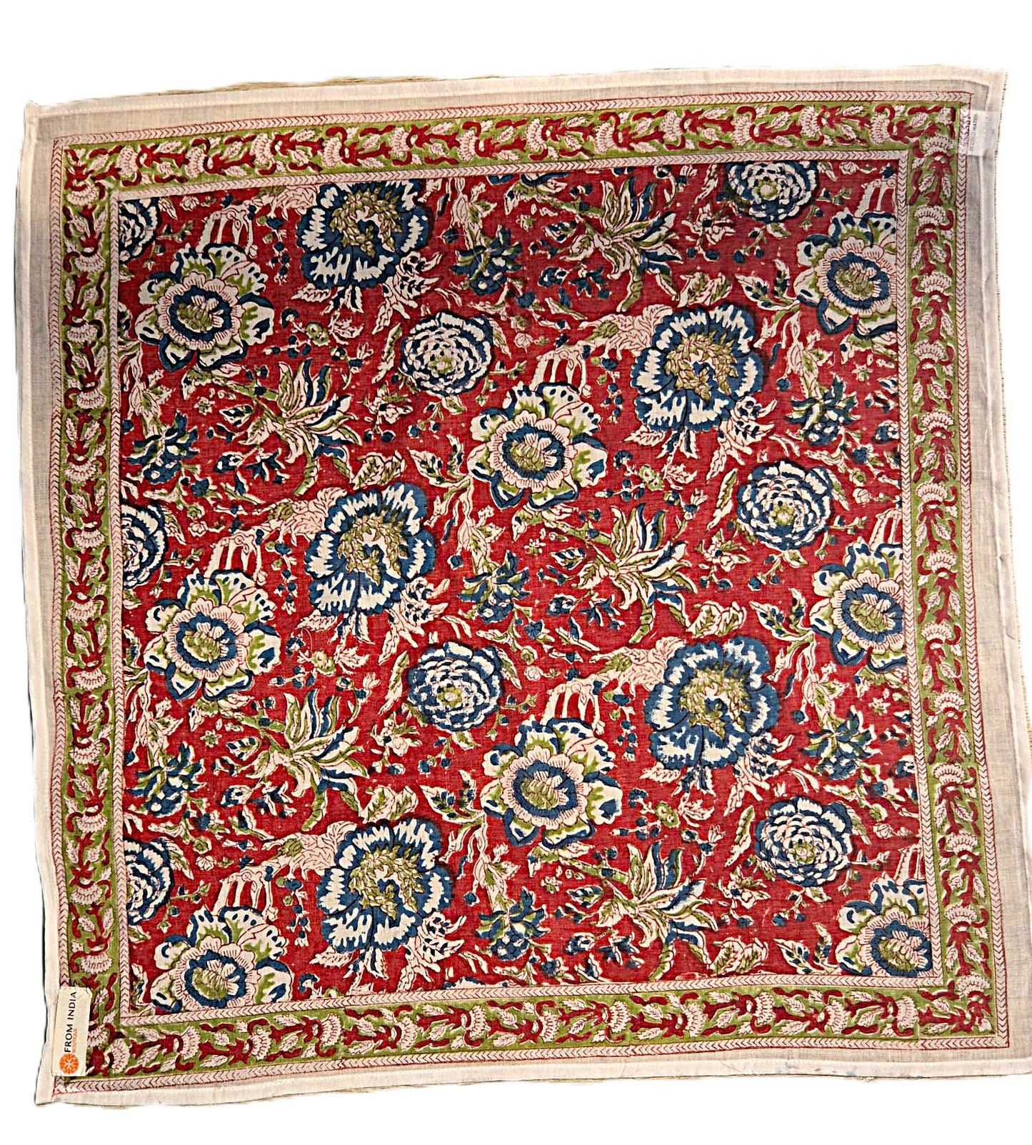 Carré foulard bandana en voile de coton – Block print Jaipur (50x50 cm)- MANGALORE