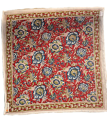 Carré foulard bandana en voile de coton – Block print Jaipur (50x50 cm)- MANGALORE