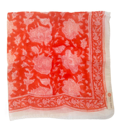 Carré foulard bandana en voile de coton – Block print Jaipur (50x50 cm) - MUMBAI
