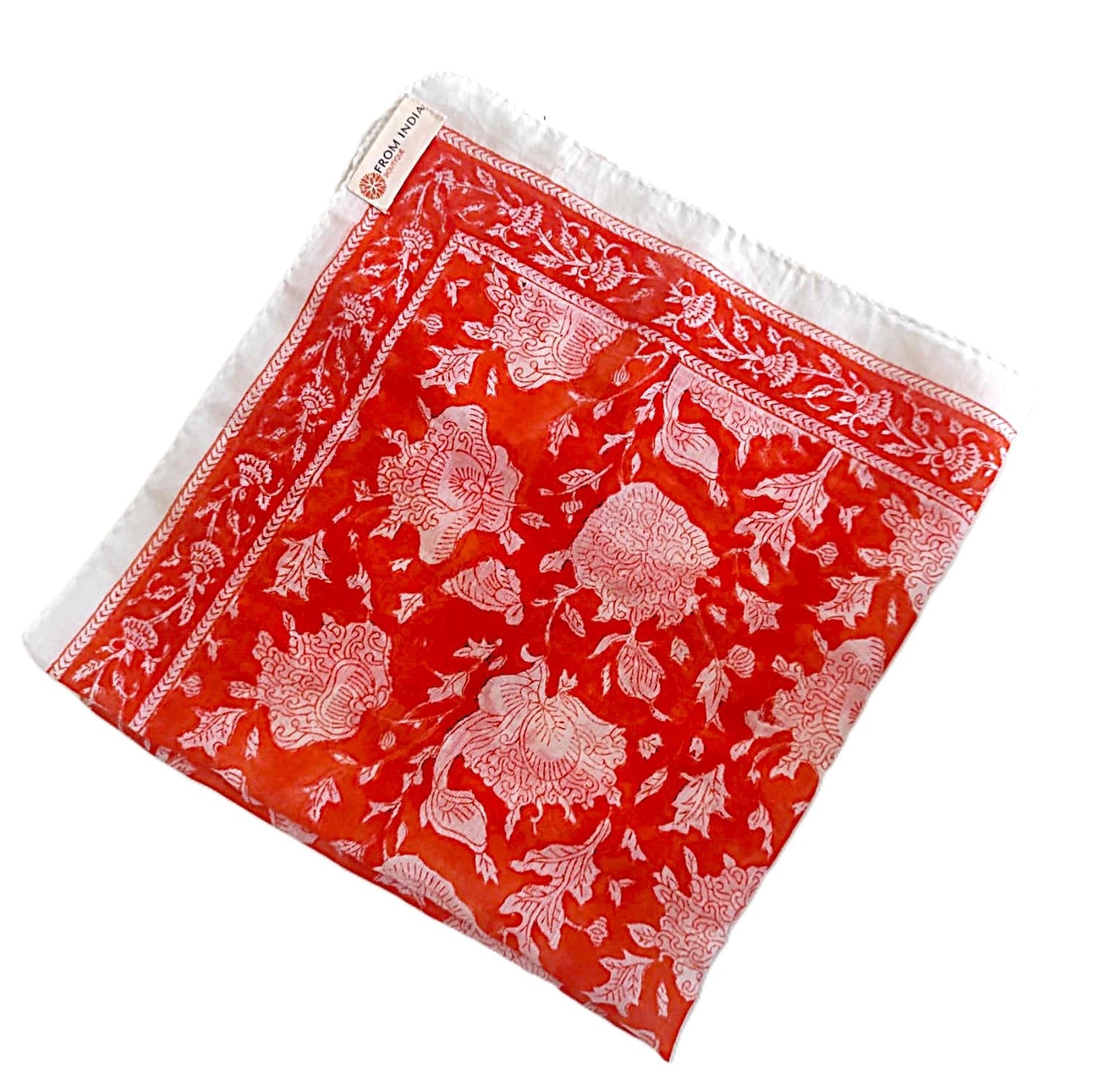 Carré foulard bandana en voile de coton – Block print Jaipur (50x50 cm) - MUMBAI