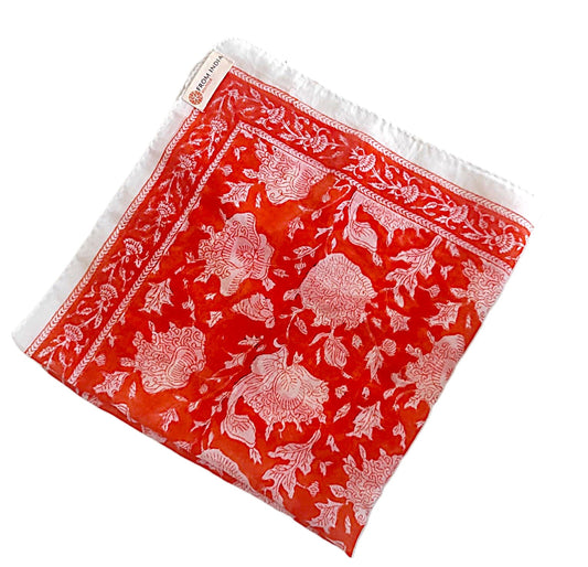 Carré foulard bandana en voile de coton – Block print Jaipur (50x50 cm) - MUMBAI
