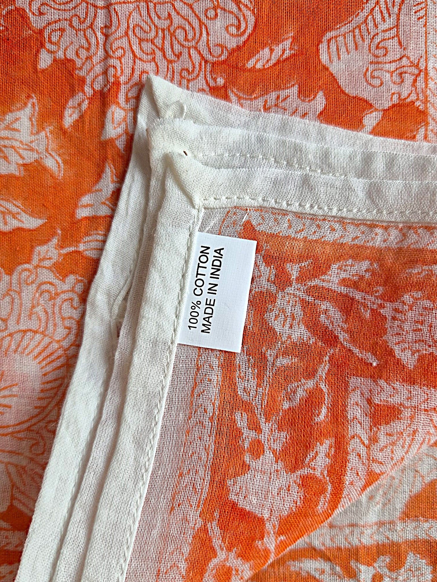 Carré foulard bandana en voile de coton – Block print Jaipur (50x50 cm) - MUMBAI