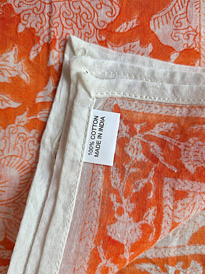 Carré foulard bandana en voile de coton – Block print Jaipur (50x50 cm) - MUMBAI